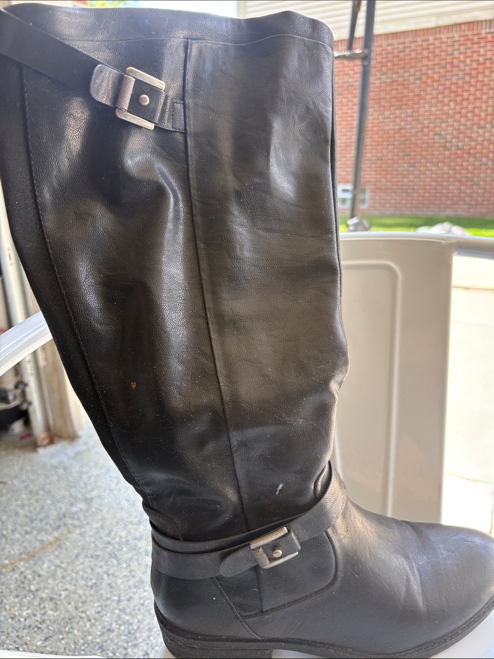 Lina Dark Brown Leather Knee-High Zip Boots